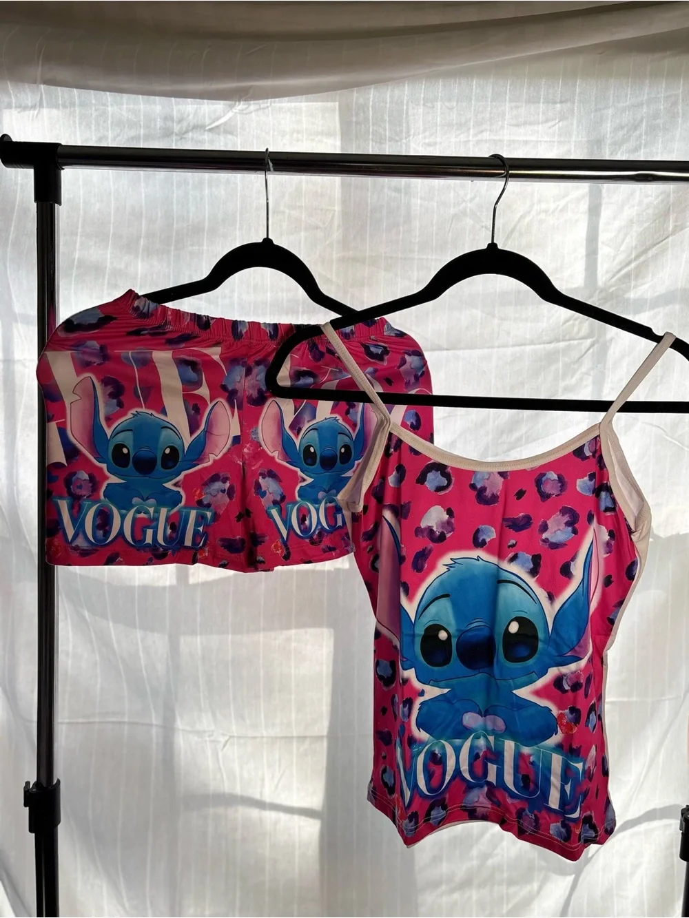 Stitch Graphic Pink Tank & Shorts Set - 
